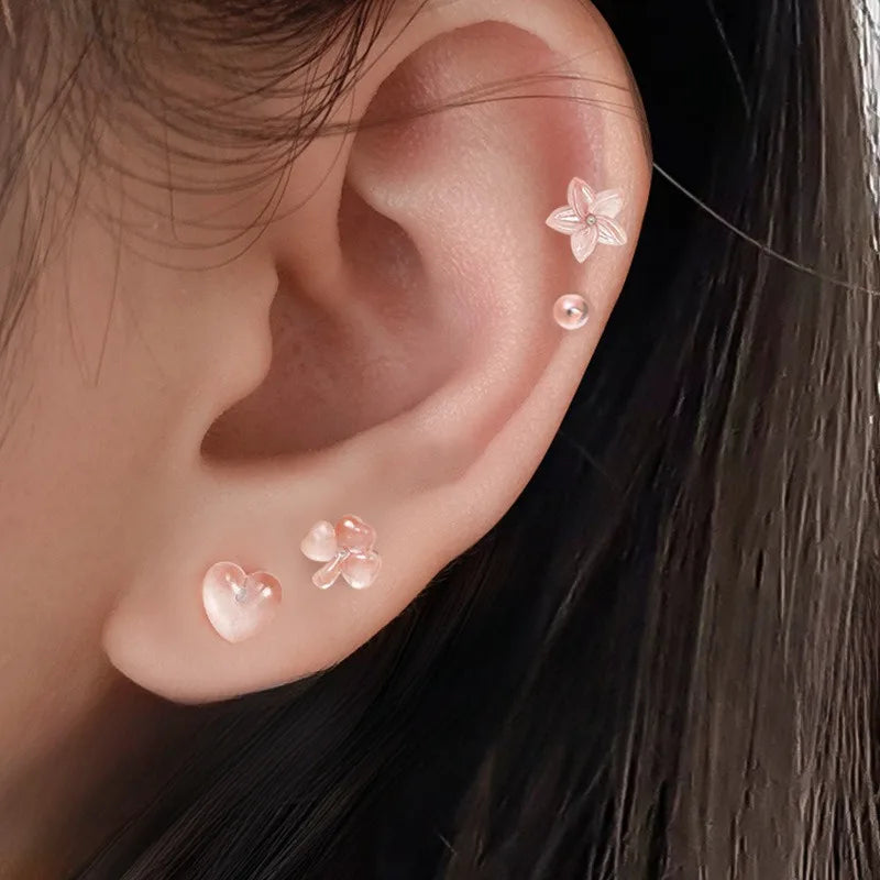 2/100Pcs Mini Resin Ear Studs for Women Anti-allergy Prevent Allergy Transparent Girls Invisible Cute Earring Piercing Jewelry