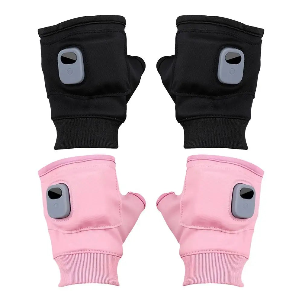 Heated Gloves USB Rechargeable Heating Mittens Winter Half Hand Warmers Electric Thermal Gloves For Cold Weather