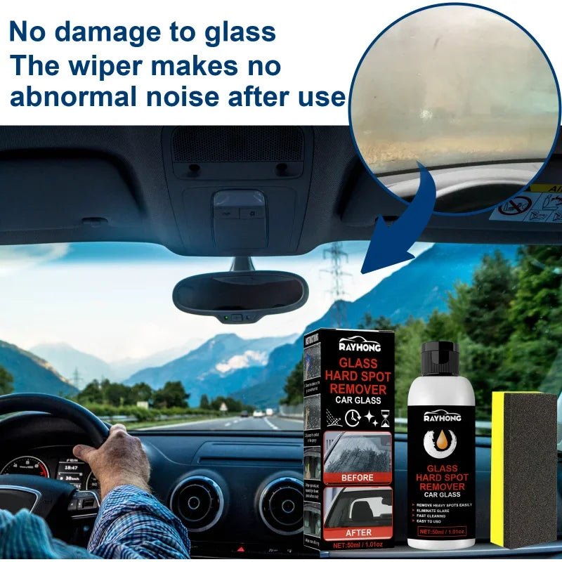 Car Glass Oil Film Remover Polishing Coating Paste Set with Cleaning Sponge Windshield Rainproof Anti-fog Maintenance Agent