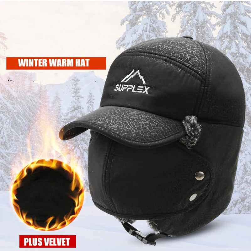 Men Women FauxEarHat Cap Winter Ski Trooper Trapper Cap Black Ski Trooper Trapper Cold snow Cap Accessories Winter Warm Hat