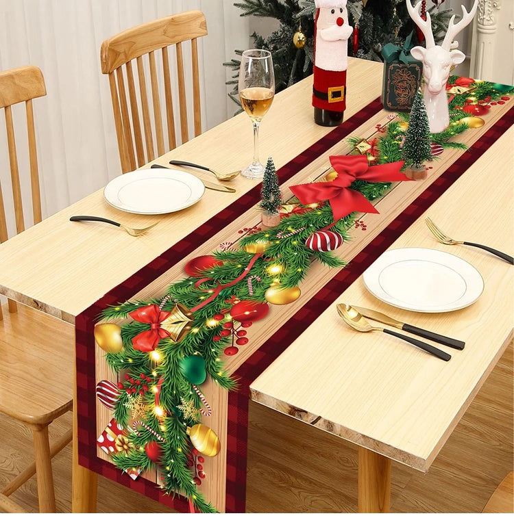 2024 Christmas Table Runners Merry Christmas Decoration for Home Tablecloth Table Cover Xmas Gifts Navidad Noel New Year 2025