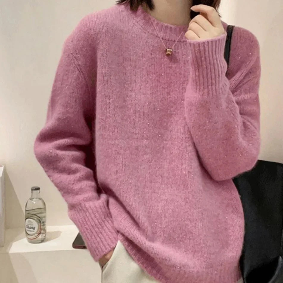 Women's Winter Clothing 2024 Autumn Knitted Pullover Tops Fashion Grace Casual Long Sleeve Round Neck Knitwears Women's Sweater