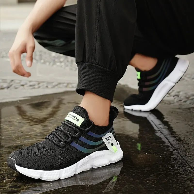 Men Casual Sport Shoes Breathable Lightweight Sneakers Outdoor Mesh Black Running Shoes Athletic Jogging Tenis Walking Shoes