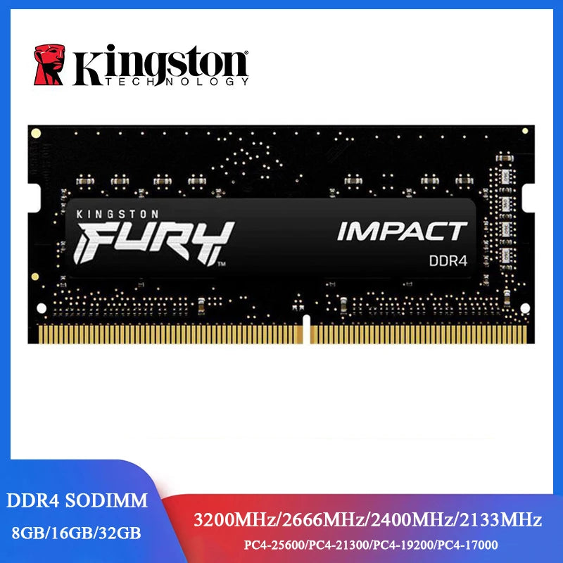 Kingston FURY Impact DDR4 RAM 32 16 8GB 3200MHz 2400 2666MHz SODIMM Memory 260Pin SODIMM PC4-19200 21300 25600 DDR4 Notebook RAM