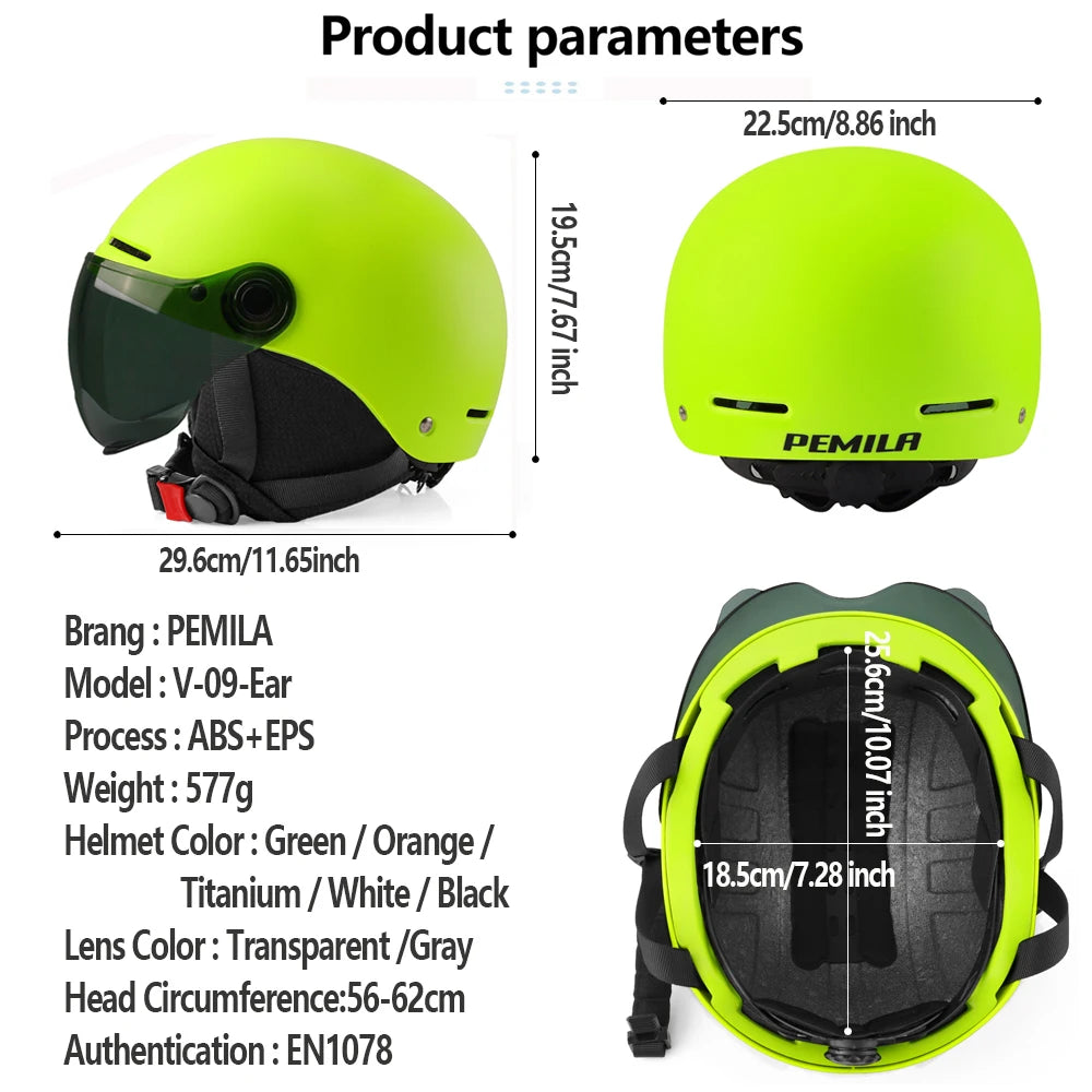 PEMILA New Full edge wrapping process Cycling Helmet With Goggles Lens Ear Protection Bicycle Helmet MTB Road E-Bike Bike Helmet