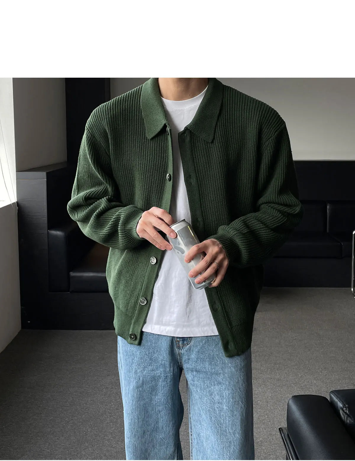 Men Sweater Coat Korean Fashion Knitted Coats Men Streetwear Slim Fit Casual Cardigan Coats