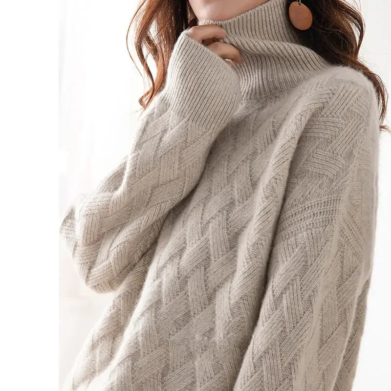 2024 New Women Loose Sweater Winter Casual Chic Cashmere Oversize Thick Sweater Pullovers Pullover Female Long Sleeve