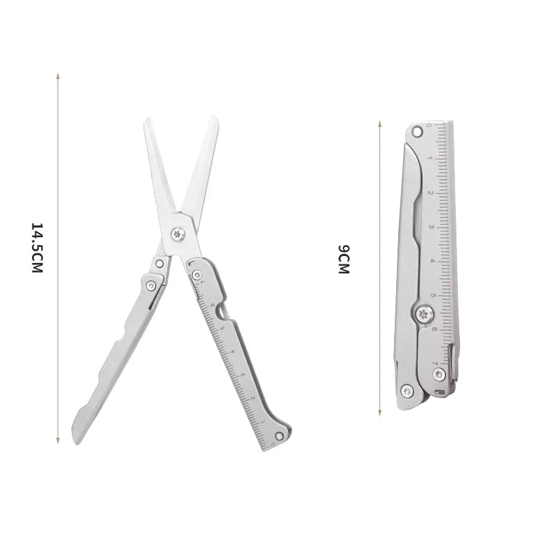 Big Scissors With Back Clip Graduated Scale Multi Functional Mini Portable Folding Scissors Combination Tool Outdoor Tools