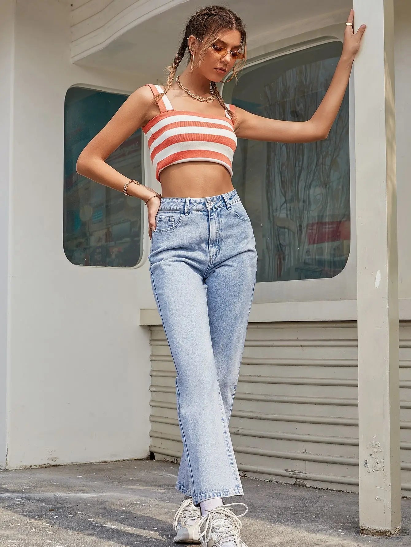 Women Basics Jeans Straight Pants Denim Mid Waist Pockets Button Vintage 2024 Autumn Female Ankle Length Trousers Streetwear