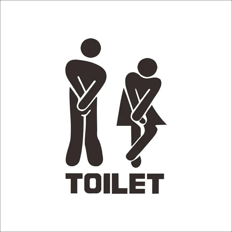 2Pcs Creative Funny Toilet Wall/Door Stickers Bathroom Decoration Vinyl Home Decor Decals Waterproof Poster Wallpaper On Wall