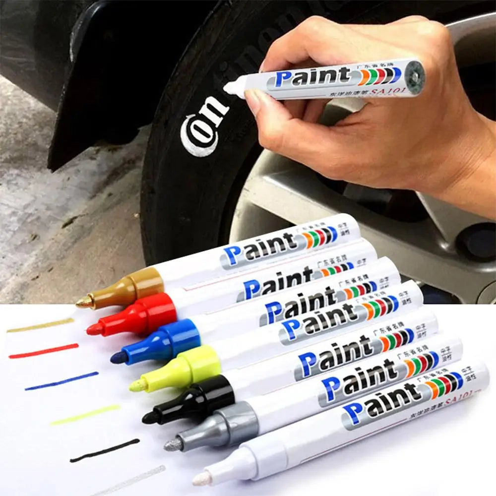 1pcs White Waterproof Cars Wheel Tire Oily Mark Pen Auto Rubber Tyre Paint Pen Cd Metal Permanent Paint Marker Graffiti Touch Up