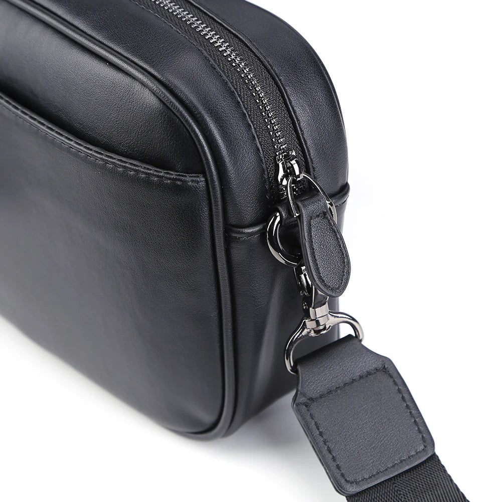 Casual Business Shoulder Bag for Men PU Leather Messenger Bag Wide Strap Crossbody Bags Square Plaid Designer Male Sling Bags