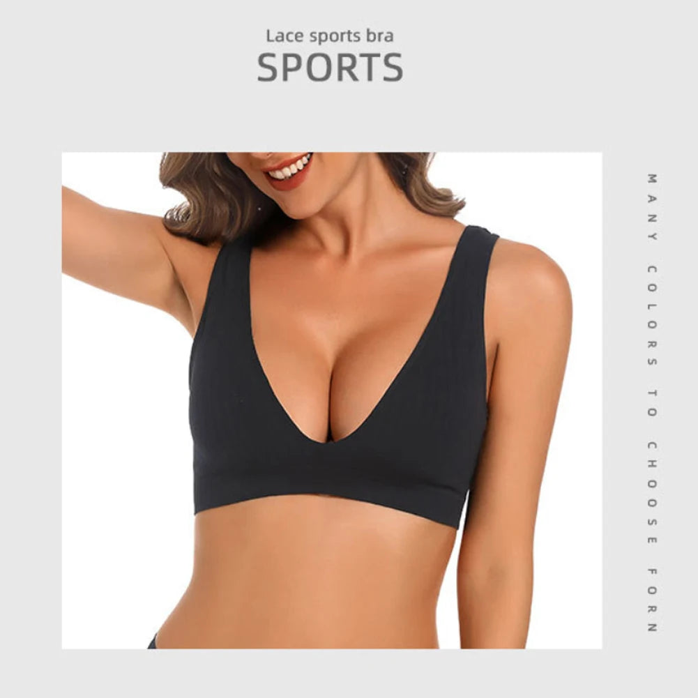 Sexy Seamless Sport Bra Bra Wire Free Rib Brassiere Women's Plunge Bralette Underwear Top Female Comfy Lingerie Small Breasts