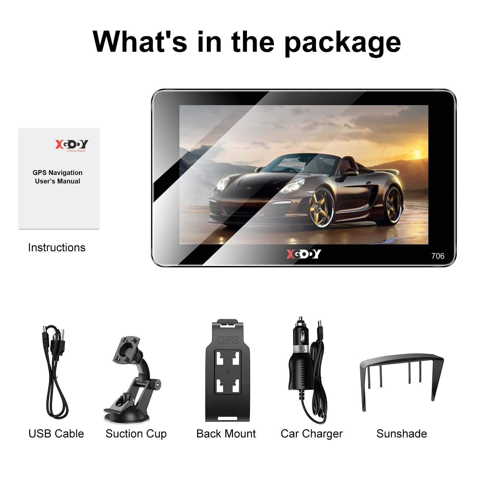 XGODY 706 Navigation Car GPS 7 Inch Truck Car 256M+8GB Capacitive Screen Navigator Camera Optional Upgrade Map Free