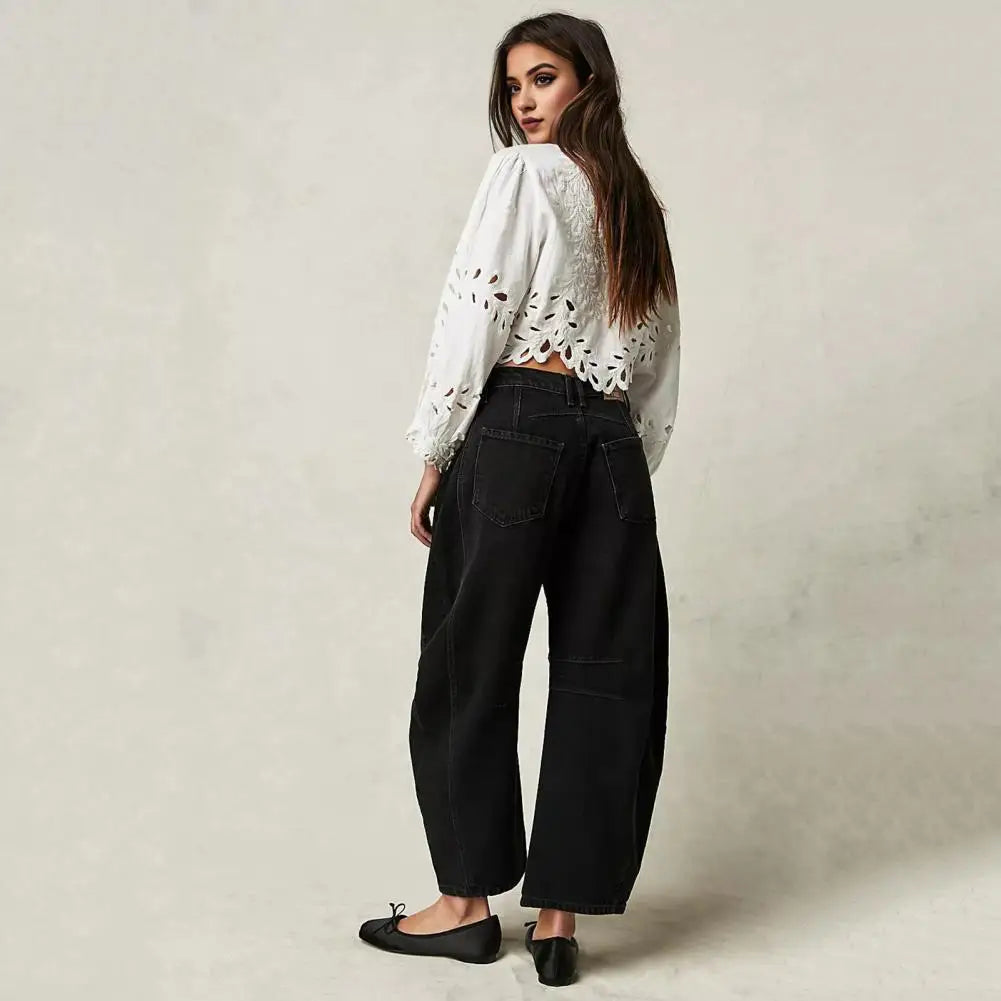 Women Jeans Retro American Low Street Retro Wide Leg Jeans Hip Hop Denim Trousers Women Baggy Boyfriend Jeans Casual Pants