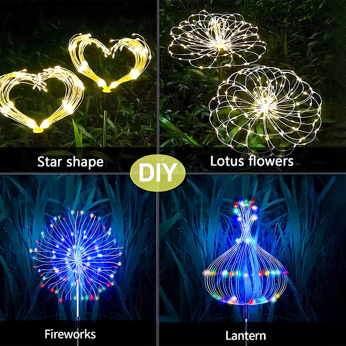 1pc Solar Powered String Lamp LED Solar Fireworks Lights Outdoor Dandelion Flash Fairy Lights for Garden Landscape Lawn Decor