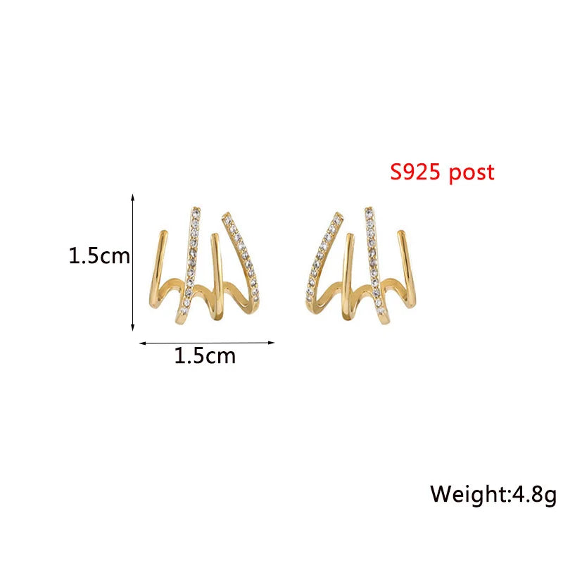 New Trendy Crystal Claw Women's Stud Earrings Full Rhinestone Elegant Korean Fashion Girls Luxury Ear Jewelry Unusual Earrings