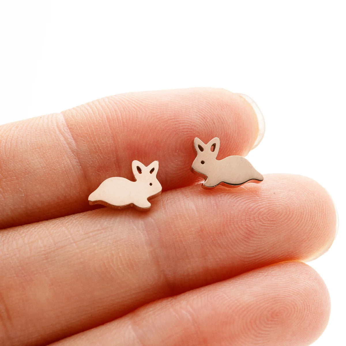 Hollow Stainless Steel Cute Rabbit Bunny Earring For Girl Ear Stud Fashion Jewelry Cute Animal Party Anniversary Stud Earrings