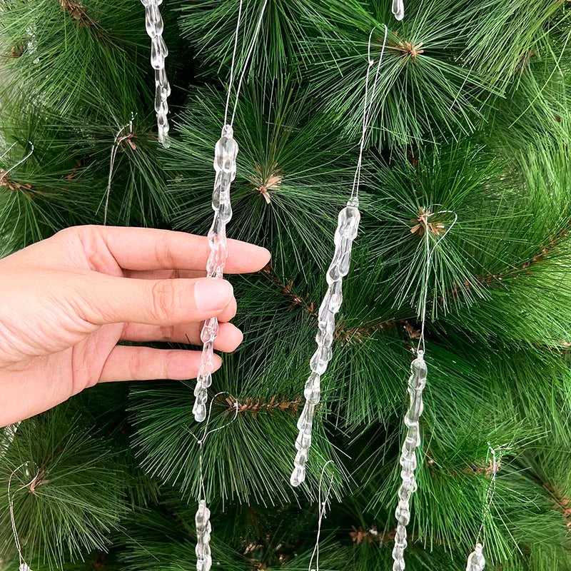 10pcs 13cm Christmas Simulation Ice Xmas Tree Hanging Ornament Clear Fake Icicle Winter Party New Year Navidad Decor for Home