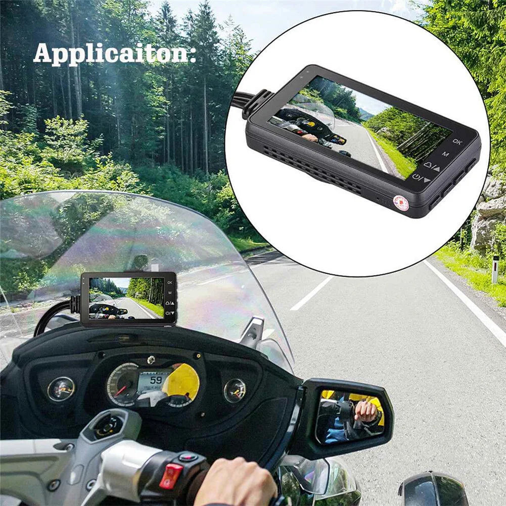 MT80 Motorcycle DVR Dual Video Front Rear With 3'' High Definition Screen Loop Recording Bike Cycle Driving Recorder Waterproof