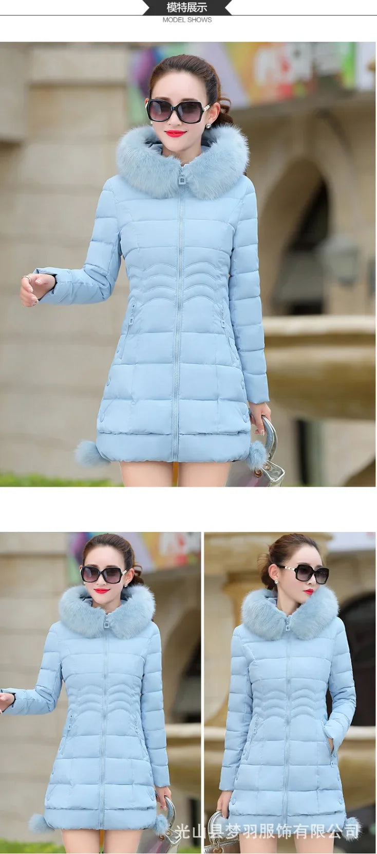 2024 Winter Women Jacket Parkas Big Fur Collar Hooded Thick Warm Down Cotton Coat Female Casual Fashion Female Outerwear R006