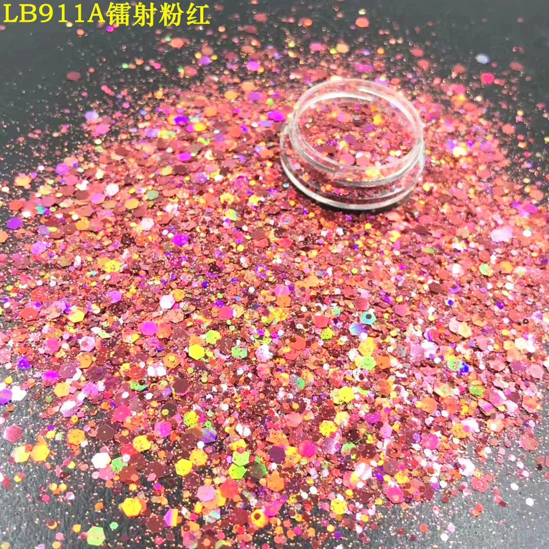 24 Colors Holographic Chunky Glitter 24 Colors Total Laser Nail Glitter Flakes Chunky Holographic Laser Nail Glitter