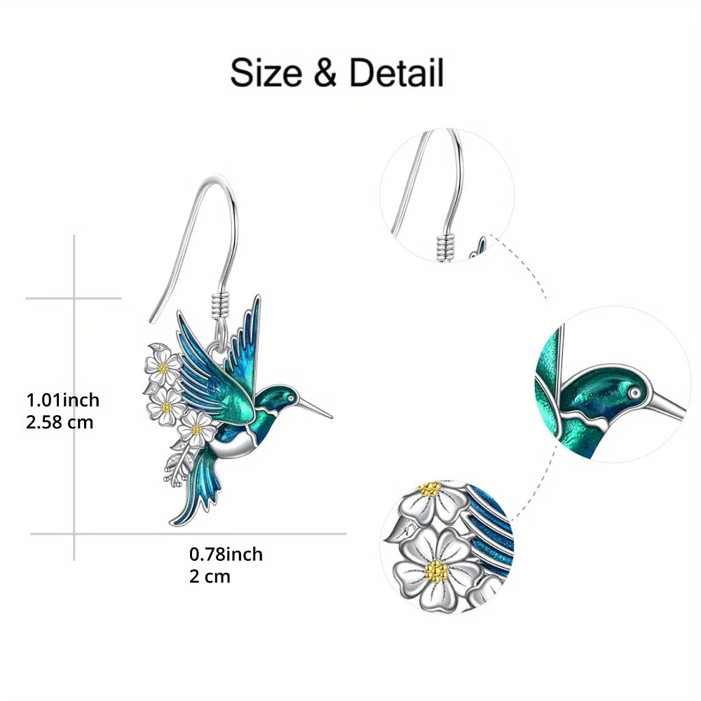 3pcs Hummingbird Daisy Necklace Earring Set - Cute and Fashionable Party Accessories - Christmas, Valentine's Day, Birthday Gift