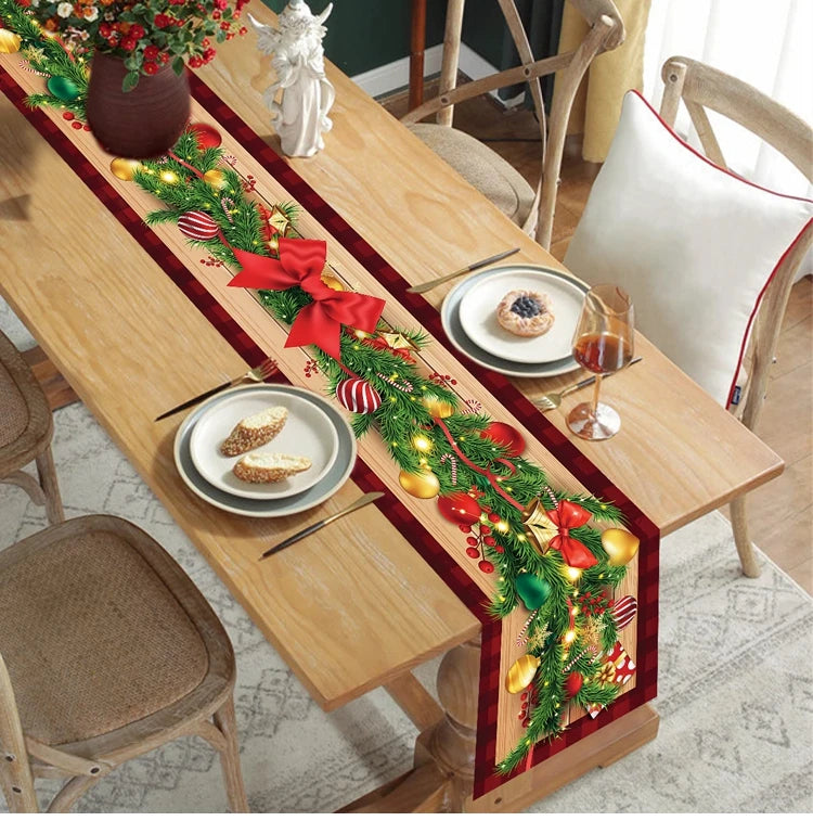 2024 Christmas Table Runners Merry Christmas Decoration for Home Tablecloth Table Cover Xmas Gifts Navidad Noel New Year 2025