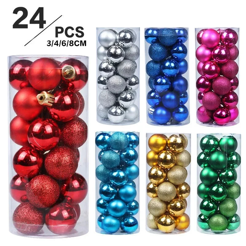 1box Christmas Balls Christmas Tree Ornaments Ball Xmas Hanging Tree Pendants Home Party Decor 2025 New Year Gift Noel Navidad