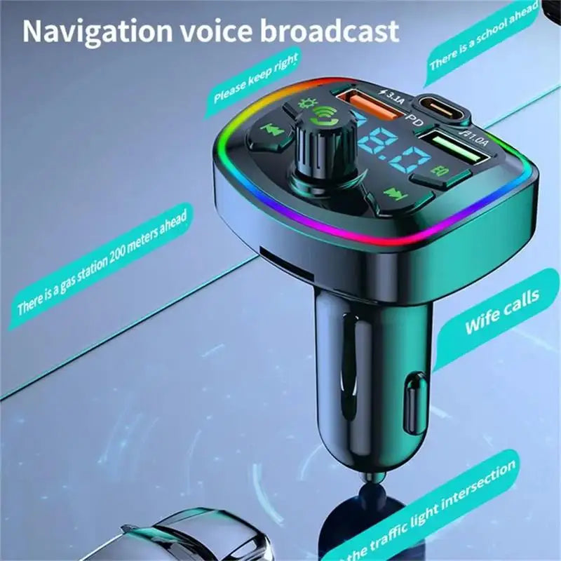 Car MP3 Player Fm Transmitter Wireless Bluetooth 5.0 Audio Receiver Handfree Type-C Dual Usb Car Fast Charger Car Kit