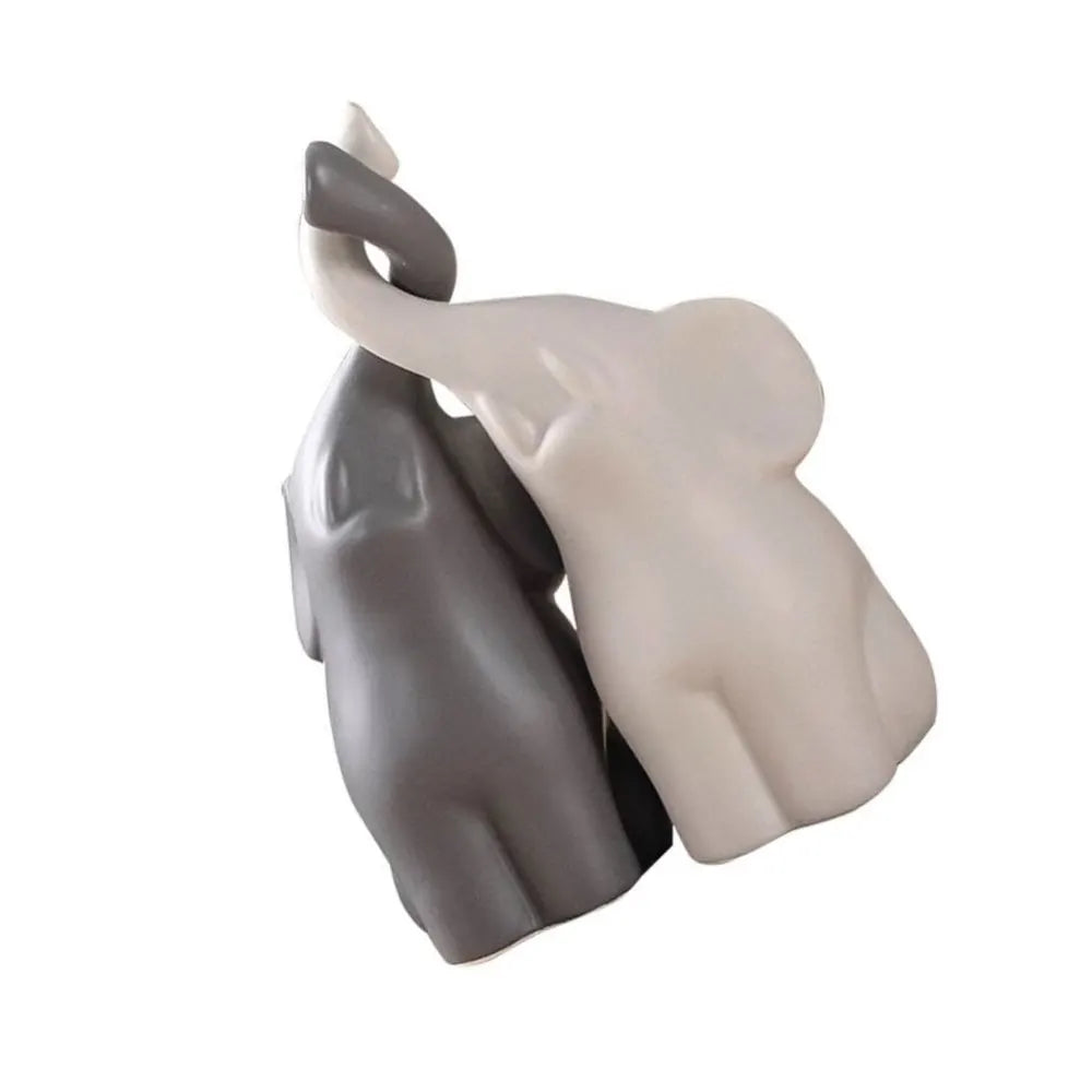 2pcs Ceramic Elephant Couples Figurines Miniatures Animal Ornaments Creative Figurines And Crafts Furnishings For Living Room