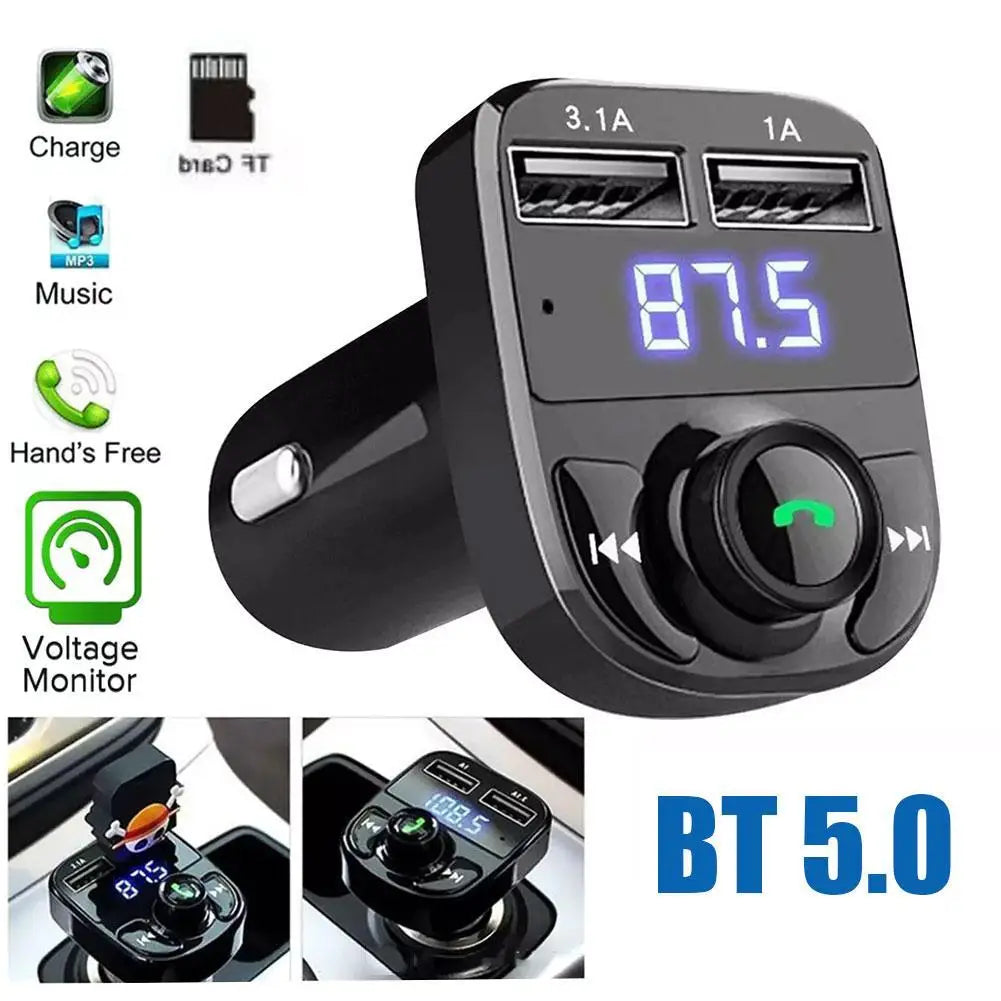 Car Charger Wireless Bluetooth FM Transmitter Hands-Free Calling Radio Receiver Mp3 Music Stereo Adapter Dual USB Port Charger