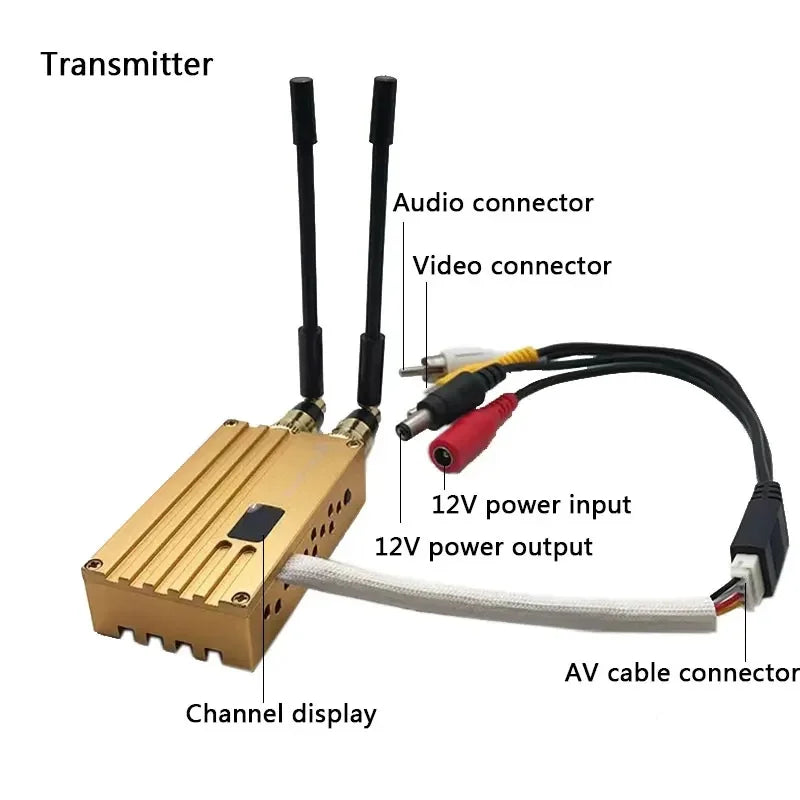 40km 1.2Ghz 1.3Ghz FPV UAV Video Transmitter and Receiver with 8W Drones Video Link 8 Channels