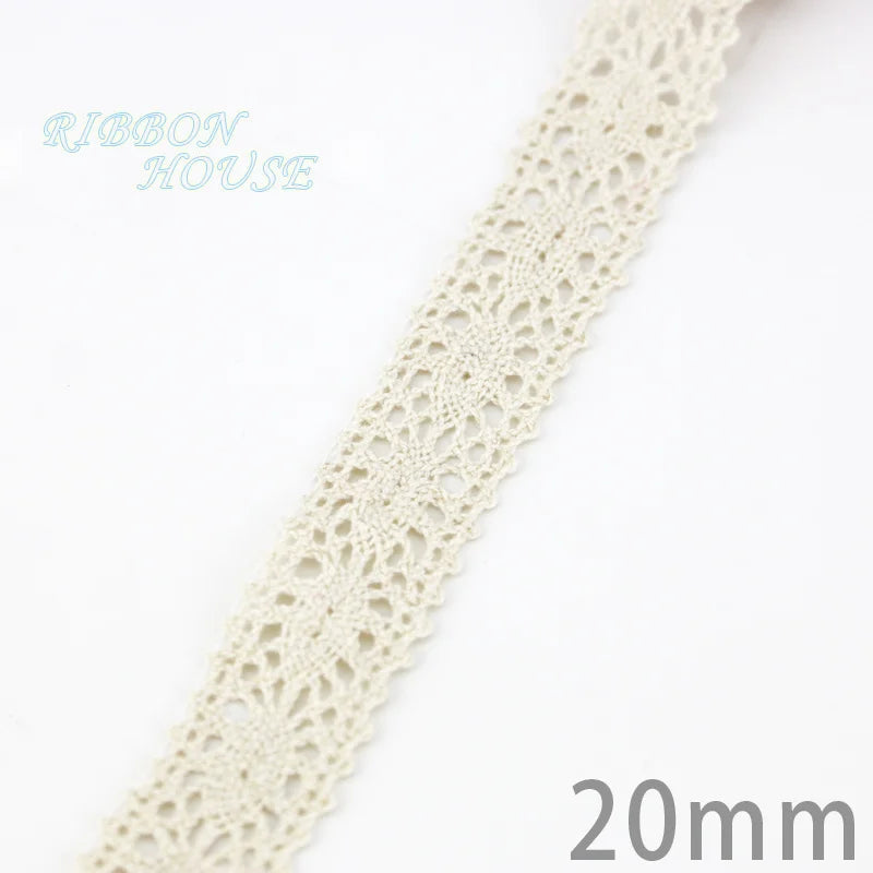 (5Meter/roll) White Beige Cotton Embroidered Lace Net Ribbons Fabric Trim DIY Sewing Handmade Craft Materials