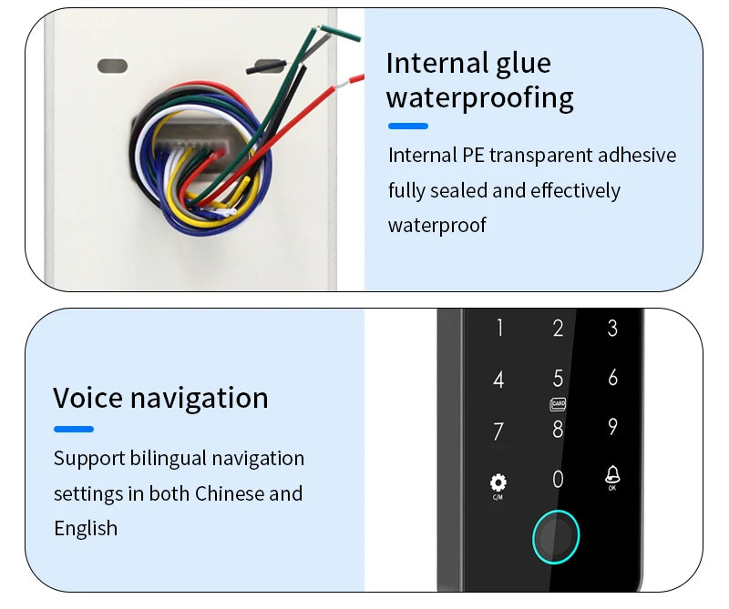 Dual RFID 125Khz+13.56MHz NFC Tuya Outdoor Fingerprint Access Control Keypad IP67 Waterproof Biometrics Door Opener with Gateway