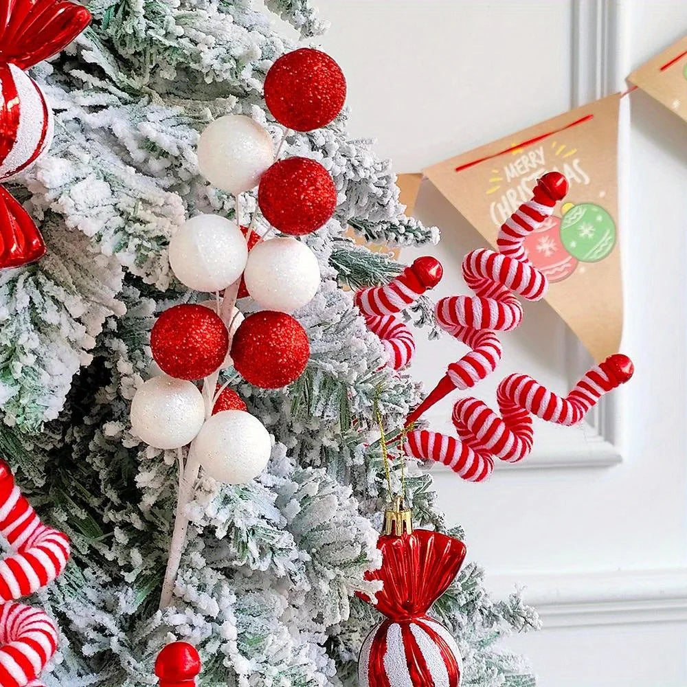 1/2/4 pcs Christmas Tree Candy Canes - Festive Wool Candy Roll Decoration for Christmas, New Year and Winter Holidays