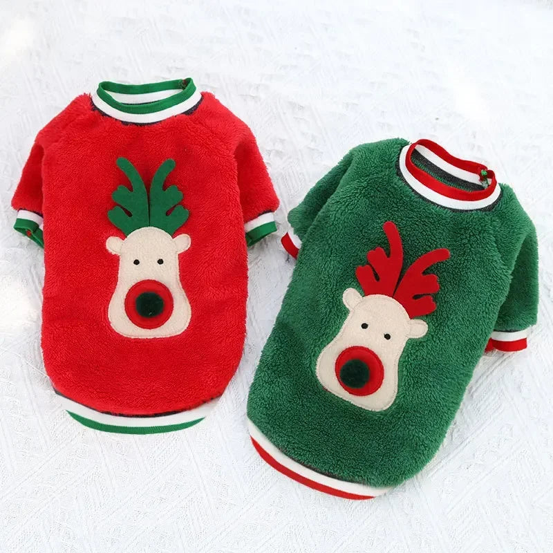 Dog Christmas Clothes Winter Warm Pet Clothes for Small Medium Dogs Elk Santa Claus Dog Cats Coat Hoodies Christmas Dogs Costume