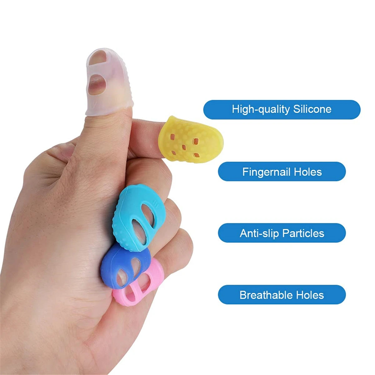 Guitar Fingertip Protectors 10 PCS Silicone Finger Guards 5 Sizes