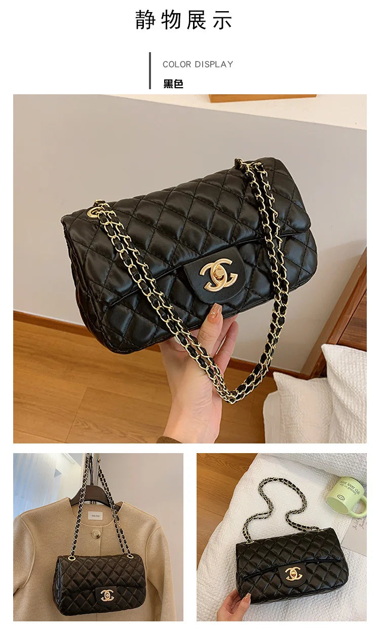 2024 New Simple Fashion Texture Diamond Grid Bag, Shoulder Cross Shoulder Chain Small Square Bag, High end Edition