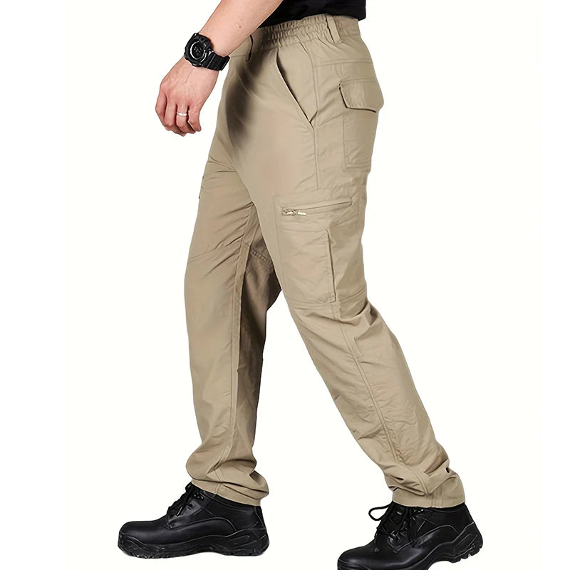 Casual Men Pants Summer Multiple Pockets Cargo Pants Quick Dry Thin Trousers Outdoor Hiking Workout Breathable Long Pant New