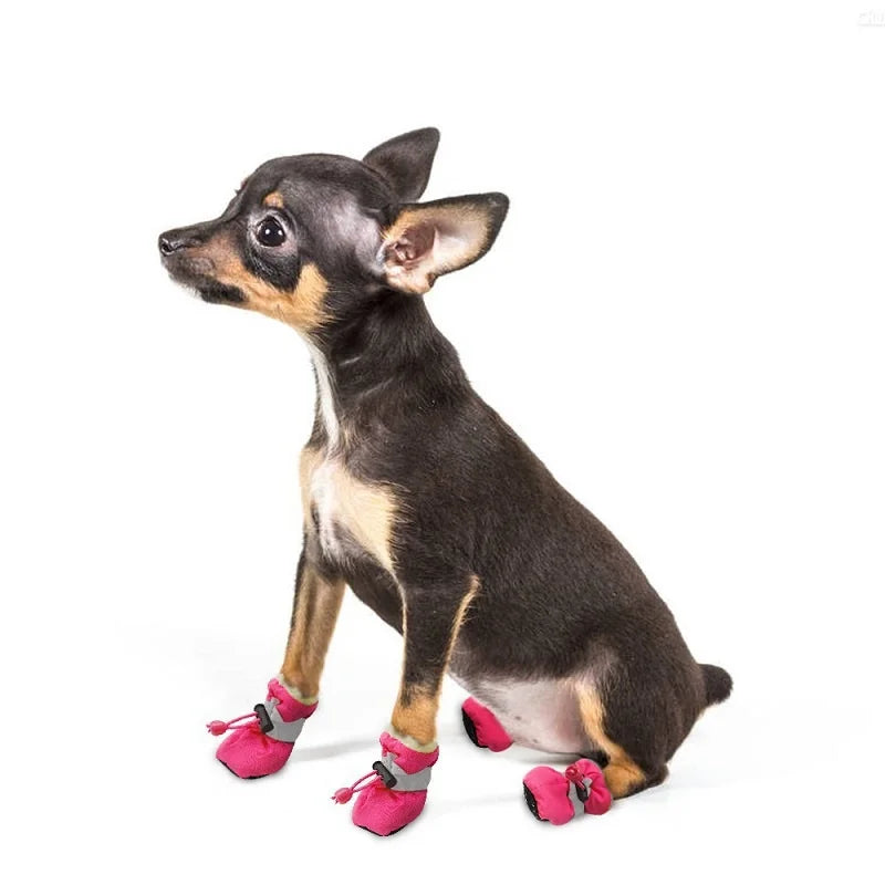 4pcs/set Waterproof Pet Dog Shoes Anti-slip Rain Boots Footwear for Small Cats Dogs Puppy Dog Pet Booties Pet Paw Accessories