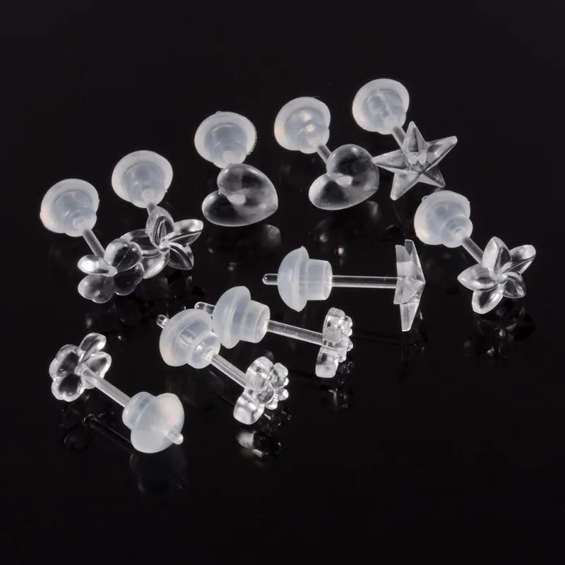 2/100Pcs Mini Resin Ear Studs for Women Anti-allergy Prevent Allergy Transparent Girls Invisible Cute Earring Piercing Jewelry