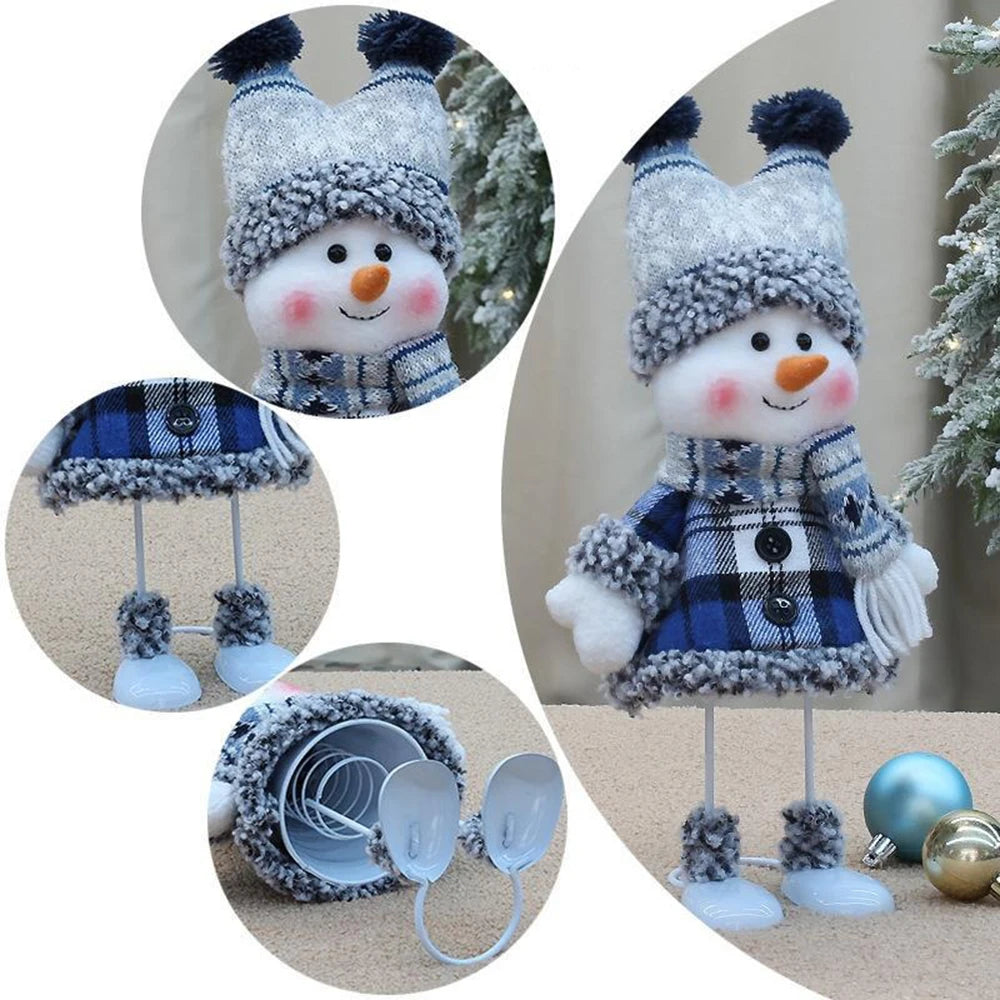 2024 New Christmas Snowman Doll Blue Cloth 20-33cm Cute Doll Christmas Gift Desktop Doll Decoration