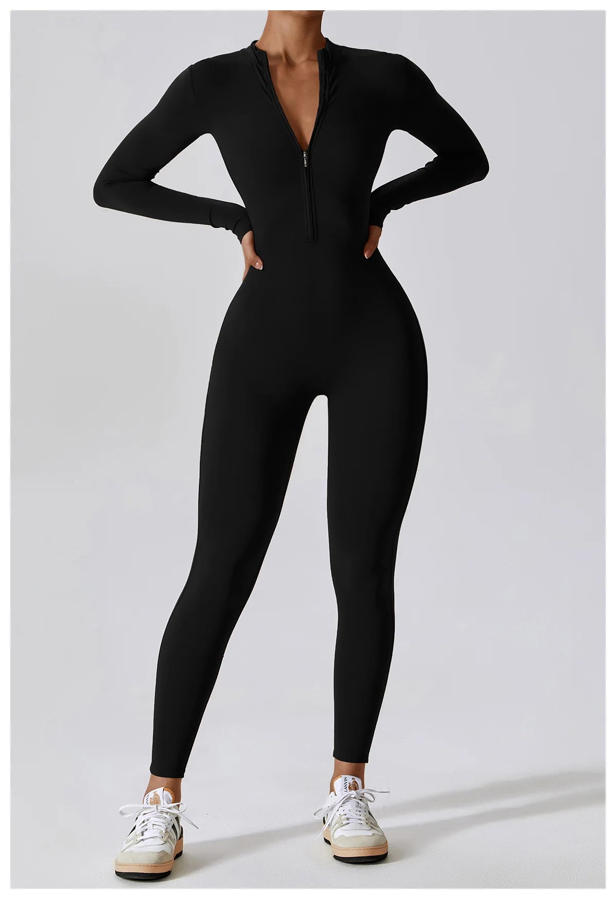 Yoga Jumpsuit Women Seamless Sports Zipper Jumpsuit Set Gym Long Sleeve Fitness Suit Elastic Gym Workout Bodysuit Athletic Wear