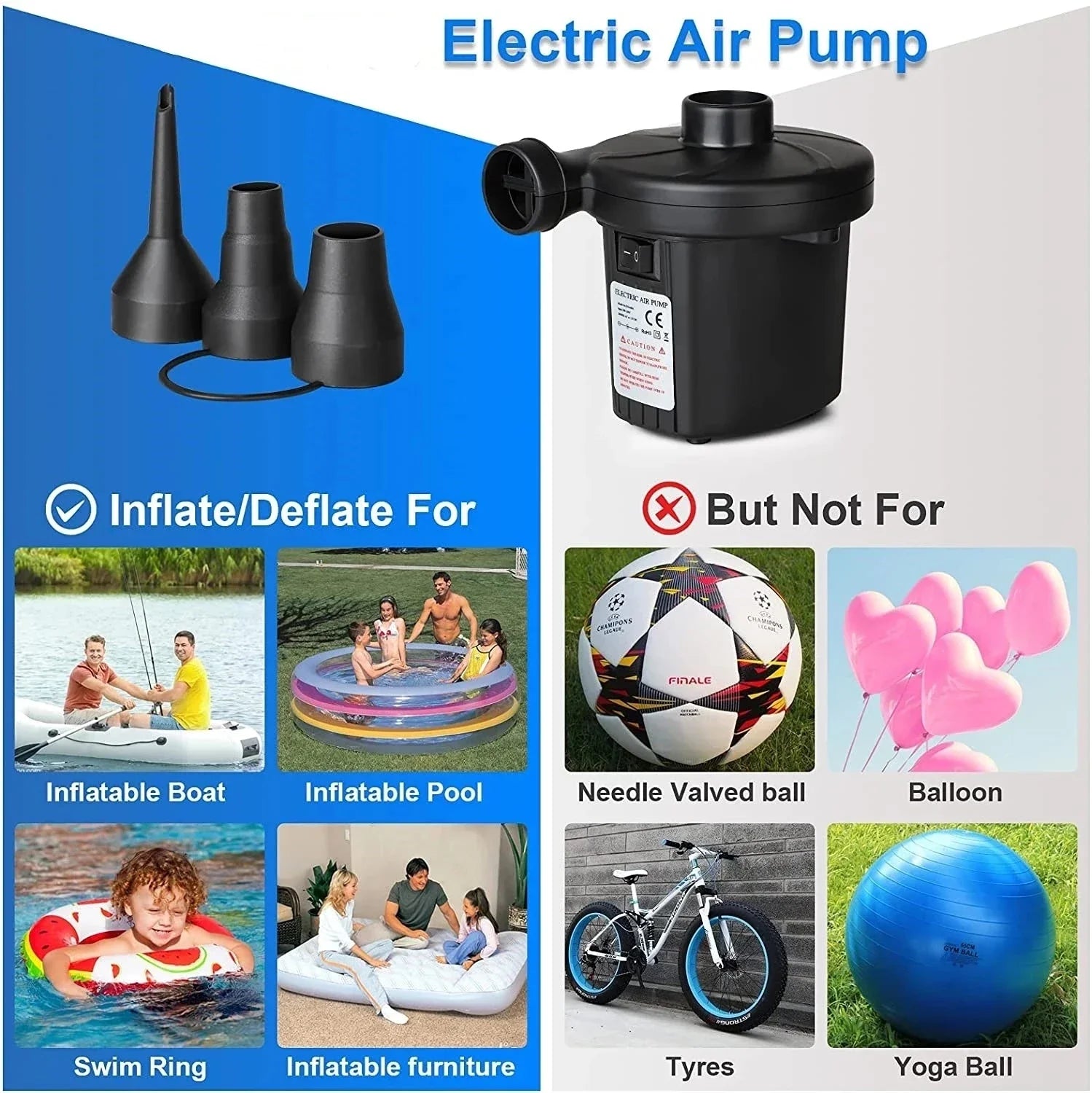 Mini Inflatable Pump Electric Air Cushion Camping Pump Portable Rapid Filling Mattress Swimming Pool Air Filling Blower Injector