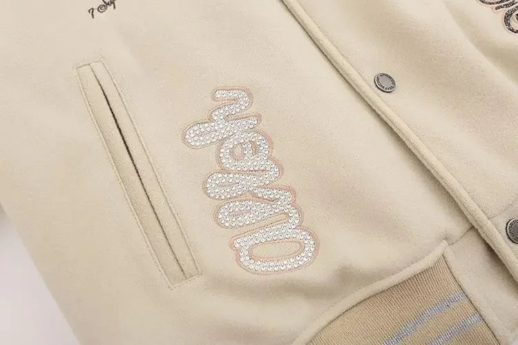 American Letter Embroidery Pattern Rhinestone High Quality Jacket And Coat Men Y2K New Street Hip Hop Vintage Baseball Uniform