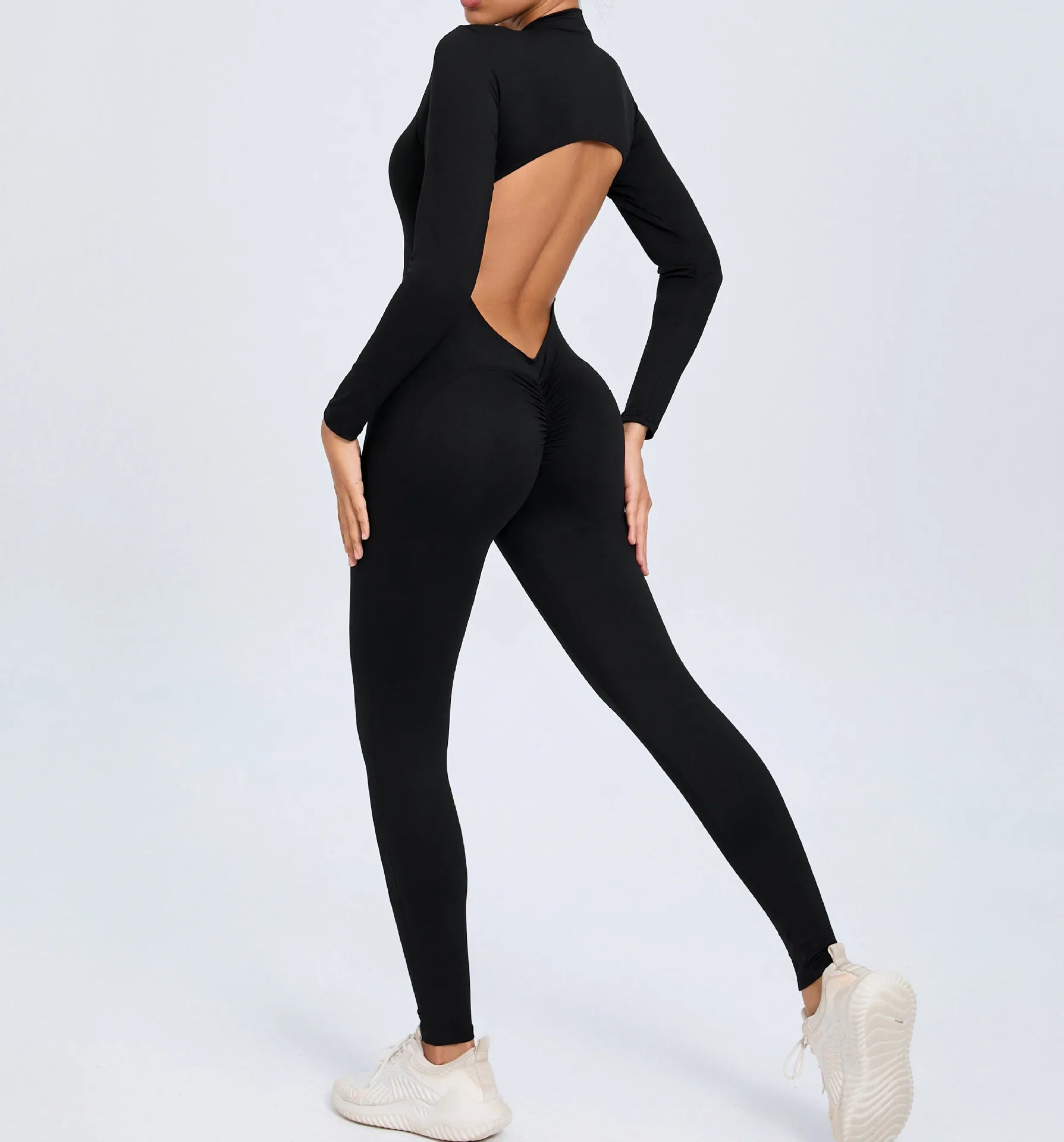 Fashion Hollow Backless Sport Jumpsuit Women's Tracksuit Long Sleeve Zipper Fitness Overalls One Piece Gym Set Workout Clothing