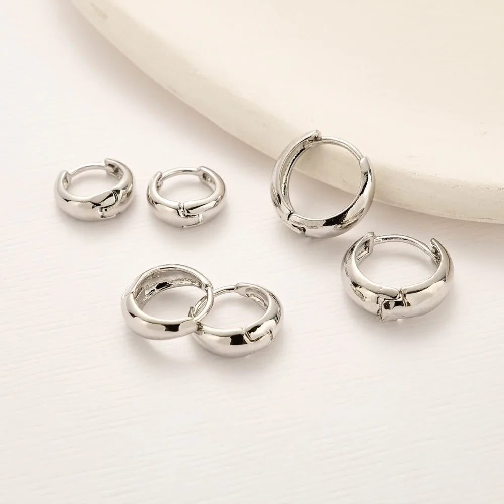 6Pcs/set Stainless Steel Minimalist Huggie Hoop Earrings For Women Simple Metal Circle Small Earrings Unisex Punk Rock Jewelry