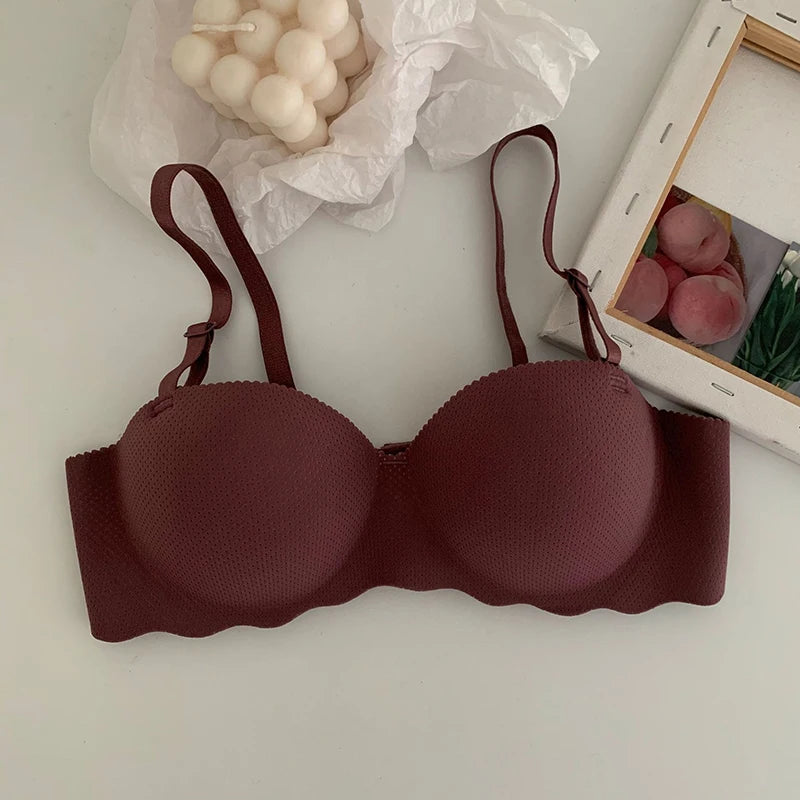 1Pc Seamless Underwear Sexy Gathered Bras Solid Color Lingerie Soft Comfortable Underwear Women's Intimates