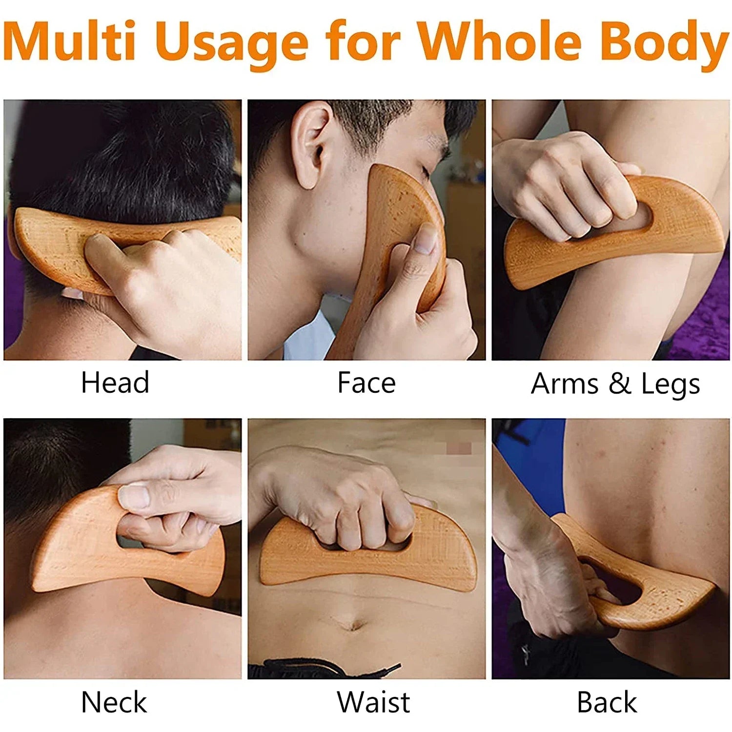 Body Gua Sha Tool Wooden Lymphatic Drainage Tool Guasha Massage Tools for Relieve Muscle Fatigue Anti Cellulite Massage Tool